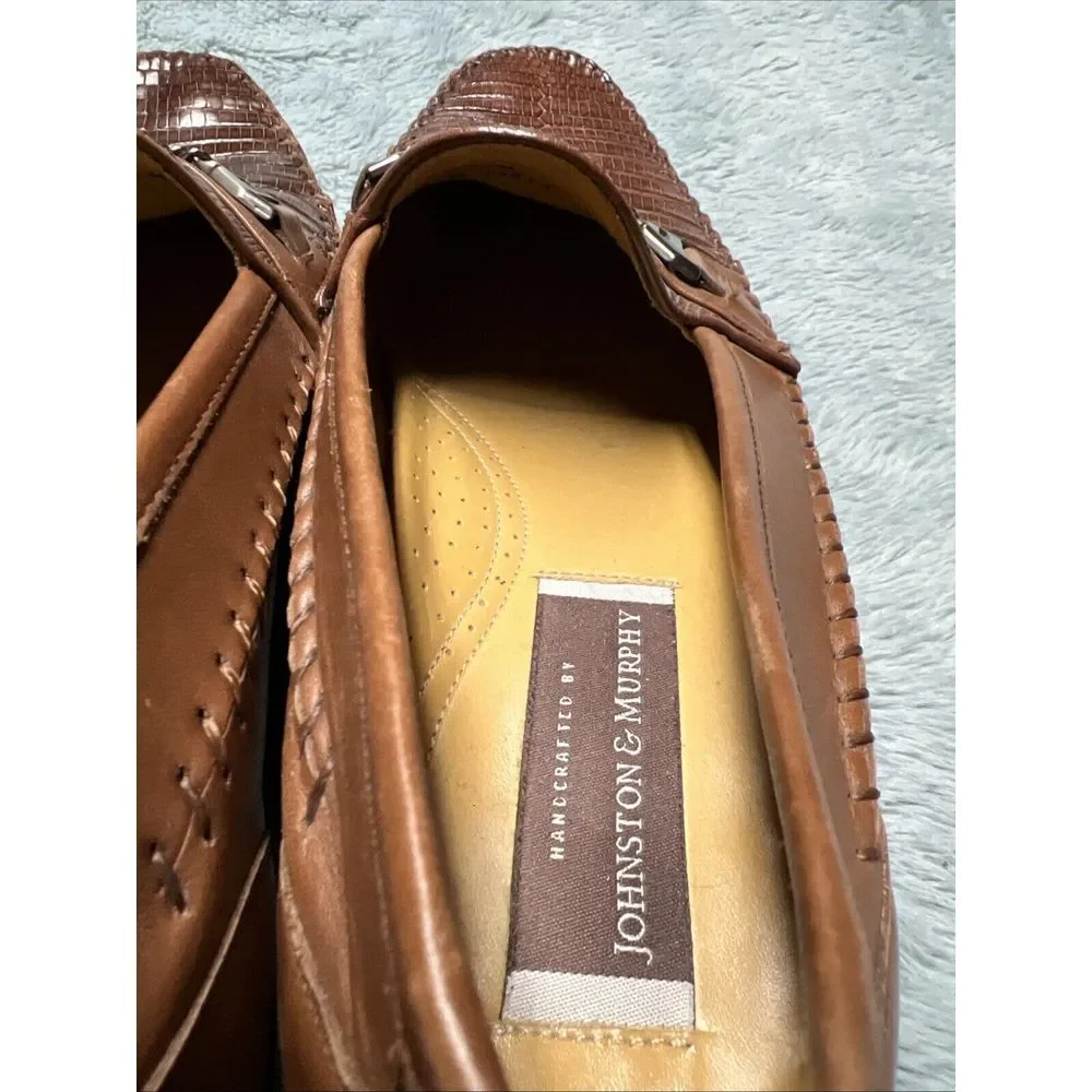 Johnston Murphy Shoes Men's 9.5 W Handcrafted Genuine Lizard Brown Oxfords Spain